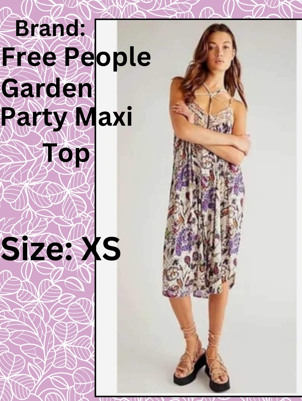 Free People  Womens Garden Party Maxi Top With Split  Size XS